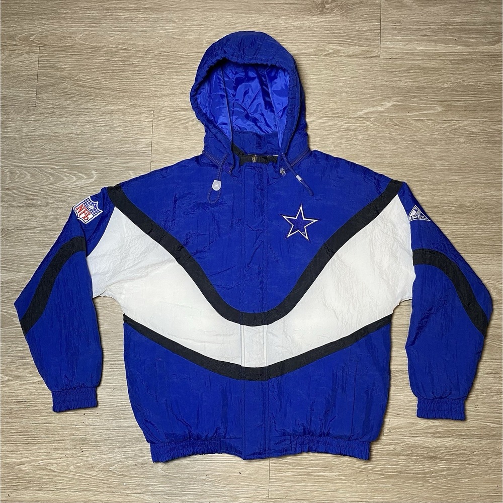 Vintage 90's Apex One Pro‎ Line Dallas Cowboys NFL Zip-Up Jacket Men Size MEDIUM